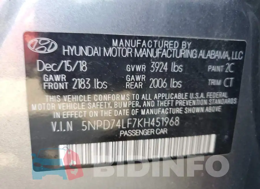 5NPD74LF7KH451968 Photo# 12