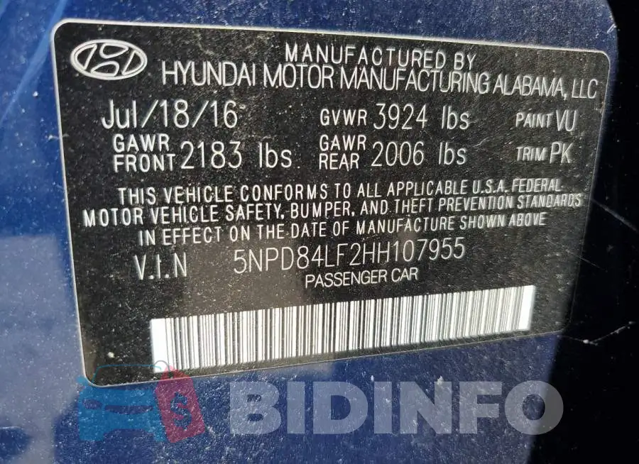 5NPD84LF2HH107955 Photo# 12