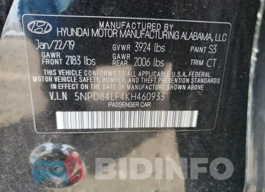 5NPD84LF4KH460933 Photo# 13