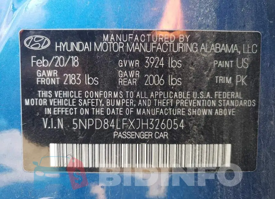 5NPD84LFXJH326054 Photo# 12