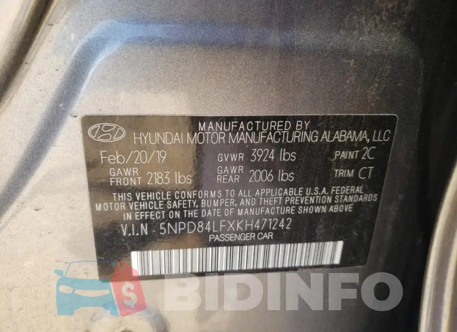 5NPD84LFXKH471242 Photo# 13