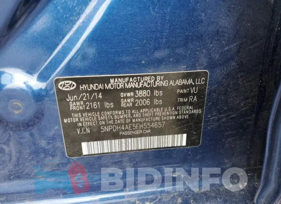 5NPDH4AE5FH554657 Photo# 12