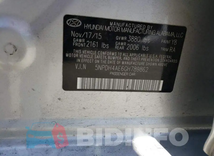 5NPDH4AE6GH789862 Photo# 12