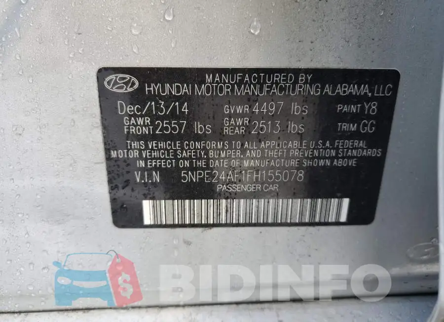 5NPE24AF1FH155078 Photo# 12