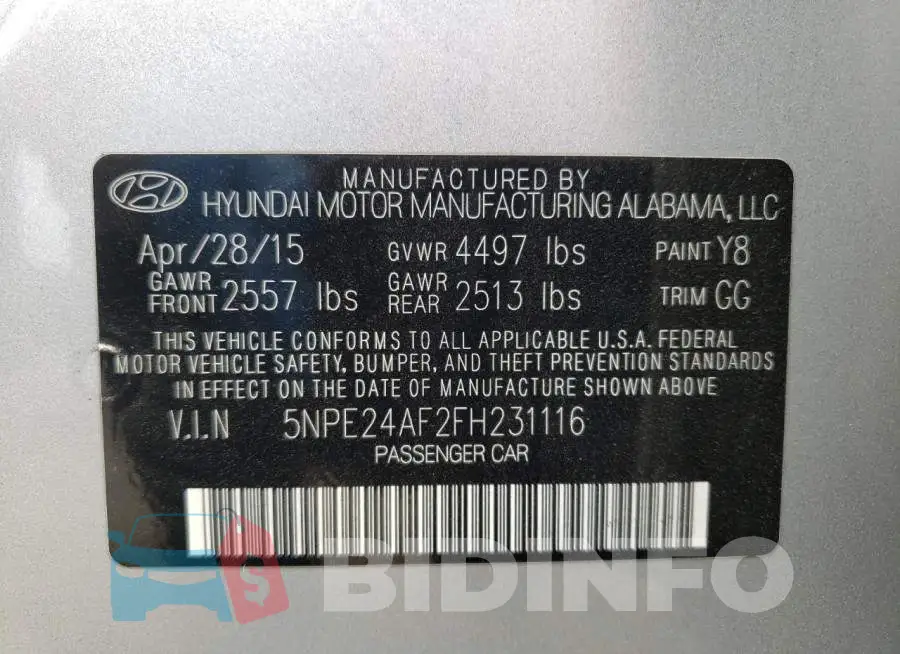 5NPE24AF2FH231116 Photo# 12