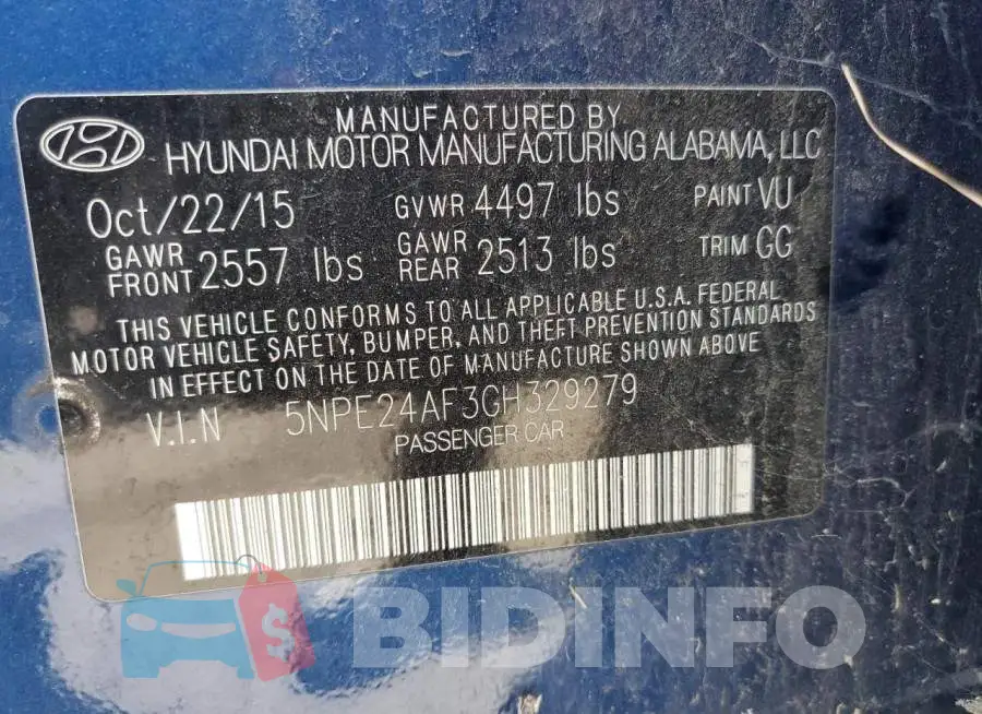 5NPE24AF3GH329279 Photo# 12
