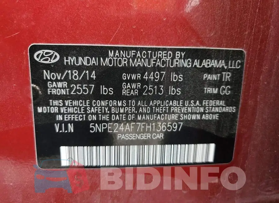 5NPE24AF7FH136597 Photo# 12