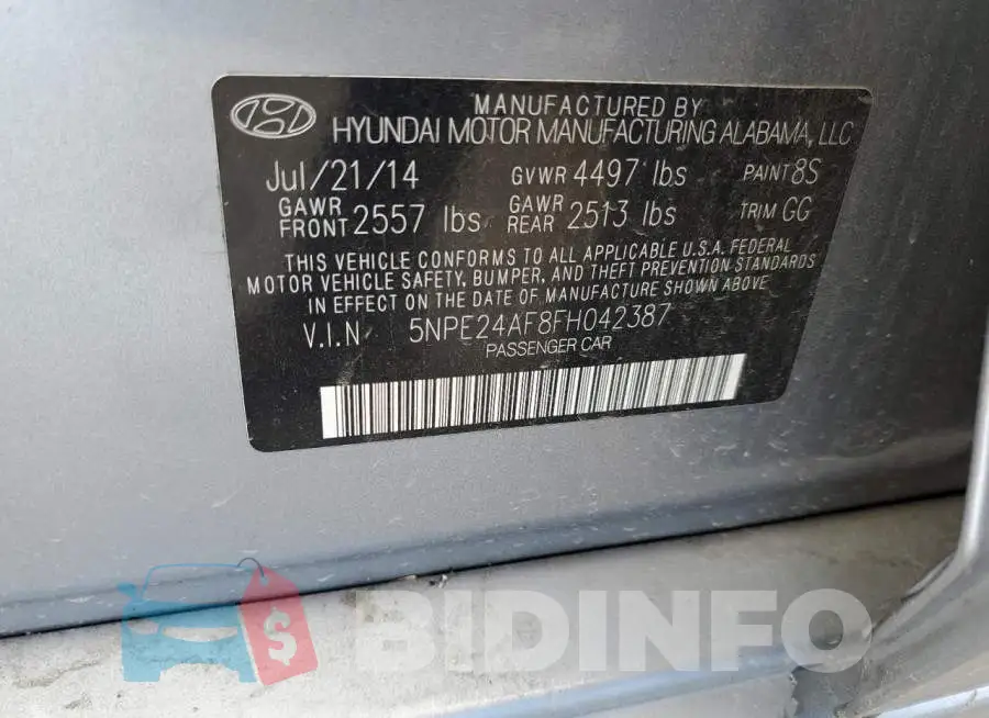 5NPE24AF8FH042387 Photo# 13