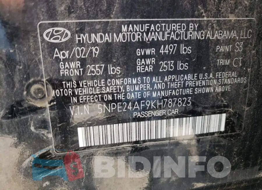 5NPE24AF9KH787823 Photo# 10