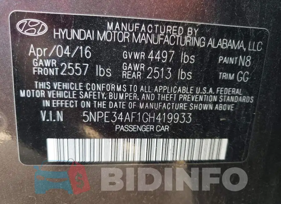 5NPE34AF1GH419933 Photo# 13