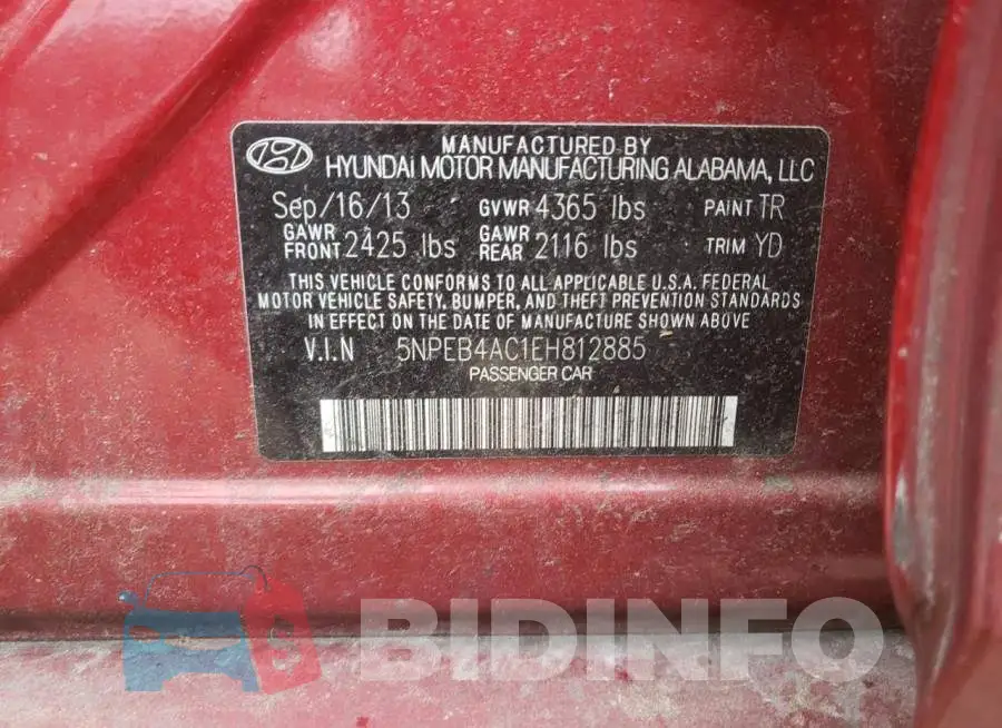 5NPEB4AC1EH812885 Photo# 12