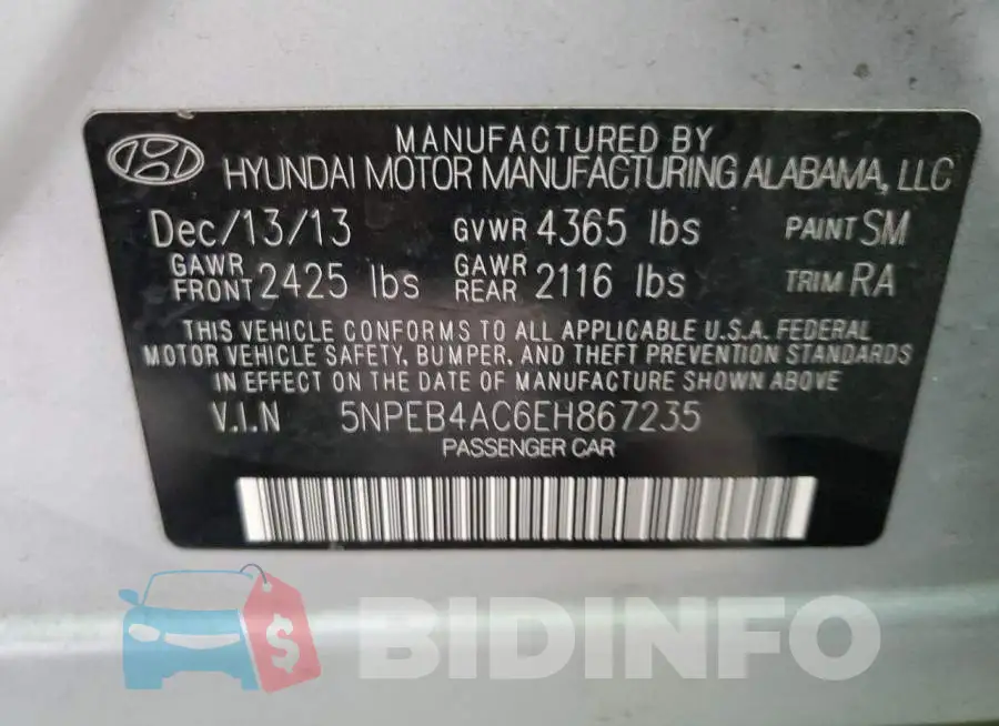 5NPEB4AC6EH867235 Photo# 12
