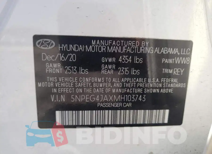 5NPEG4JAXMH103743 Photo# 12