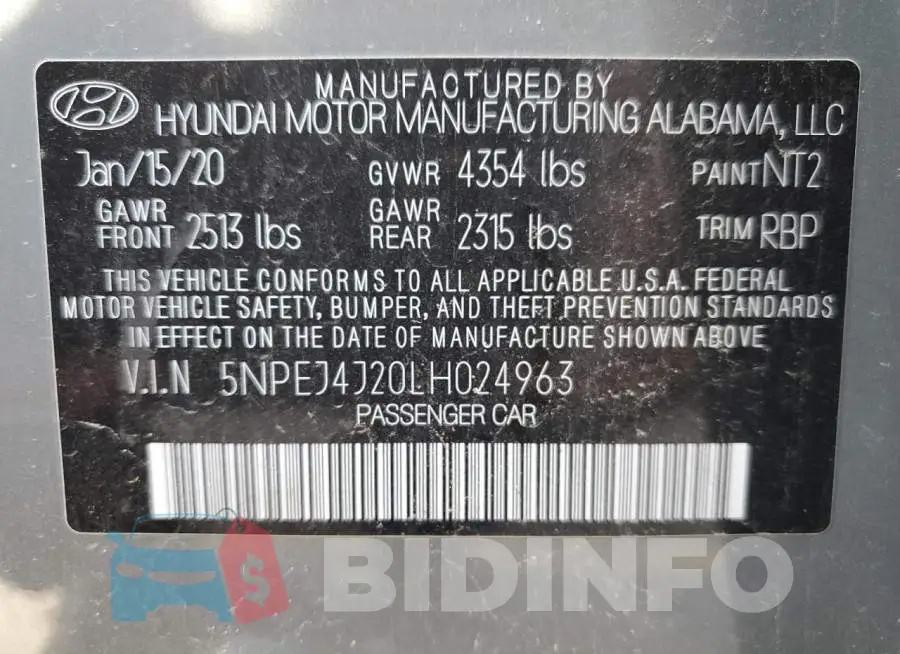5NPEJ4J20LH024963 Photo# 12