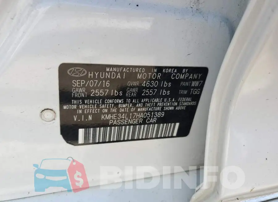 KMHE34L17HA051389 Photo# 12