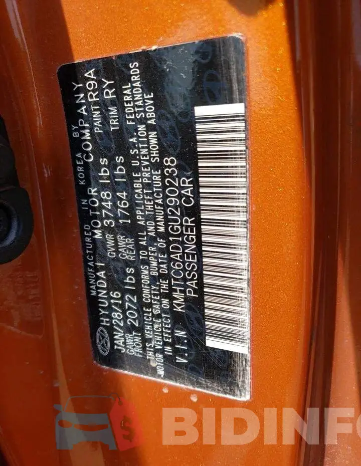 KMHTC6AD1GU290238 Photo# 13