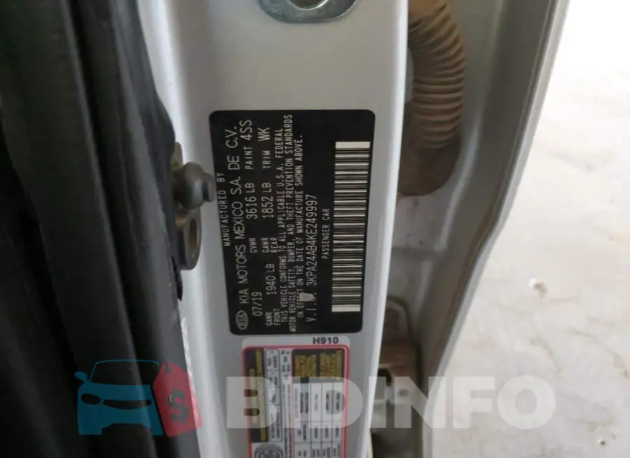 3KPA24AB4KE249997 Photo# 12
