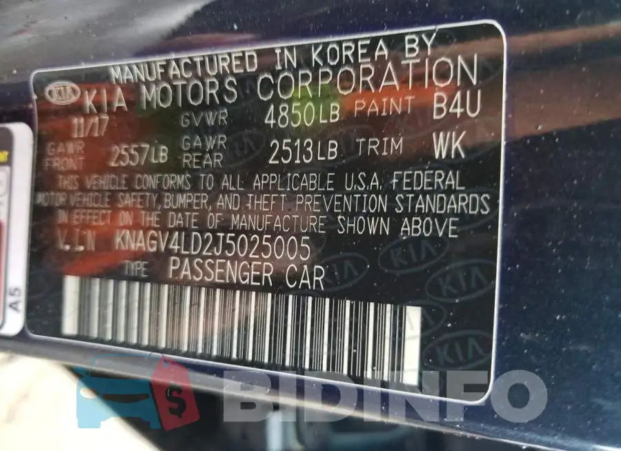 KNAGV4LD2J5025005 Photo# 12