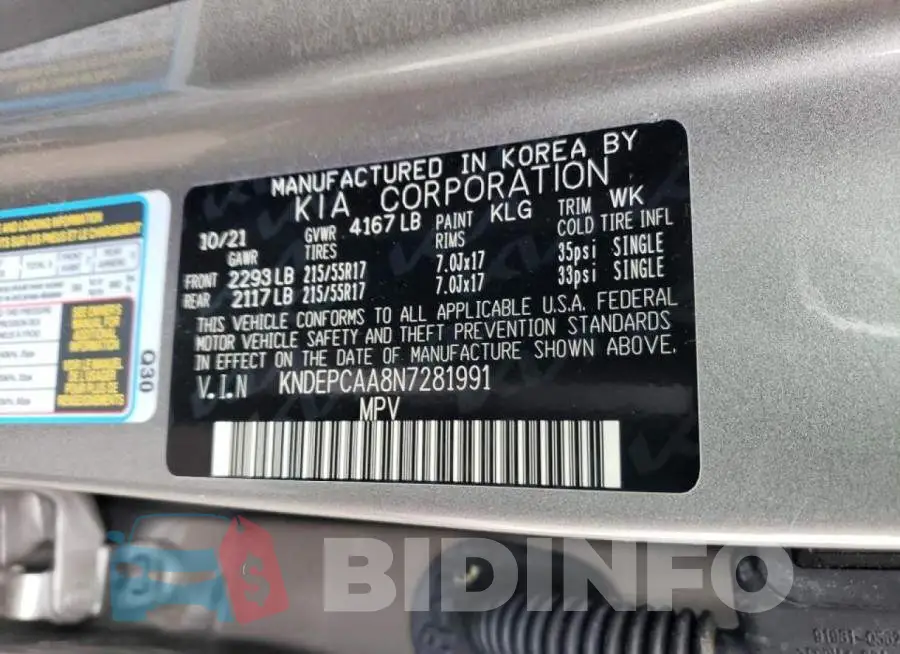 KNDEPCAA8N7281991 Photo# 13