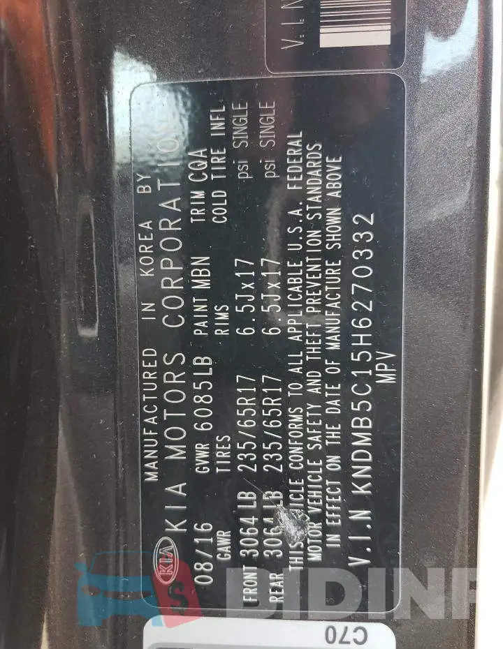 KNDMB5C15H6270332 Photo# 13