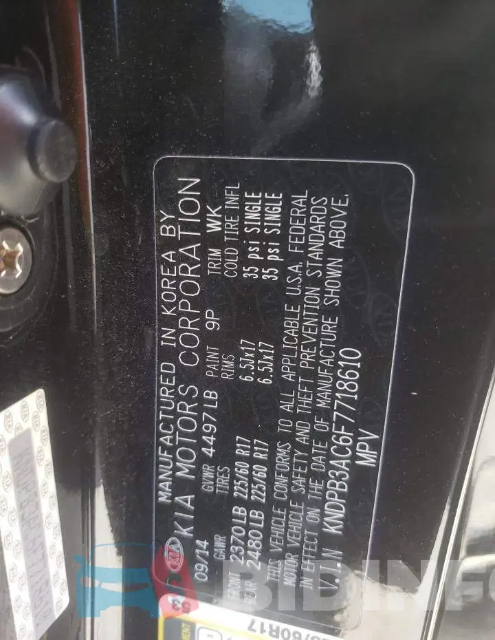 KNDPB3AC6F7718610 Photo# 13