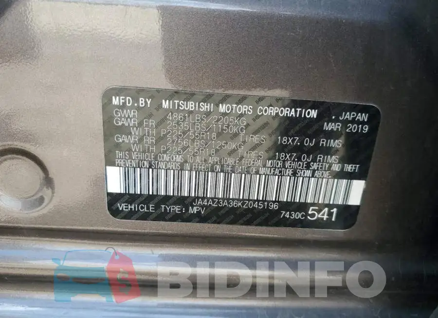 JA4AZ3A36KZ045196 Photo# 14