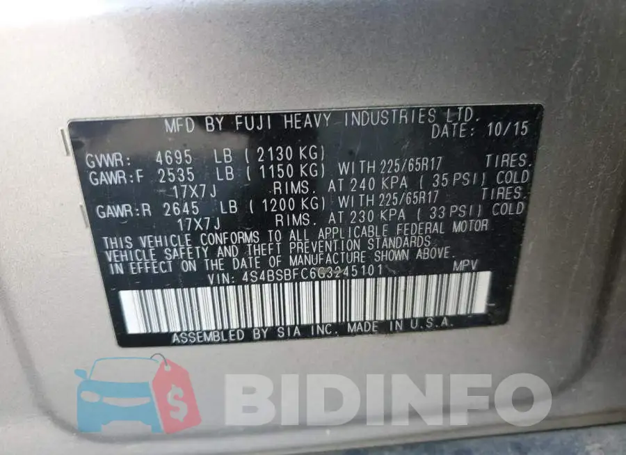 4S4BSBFC6G3245101 Photo# 13
