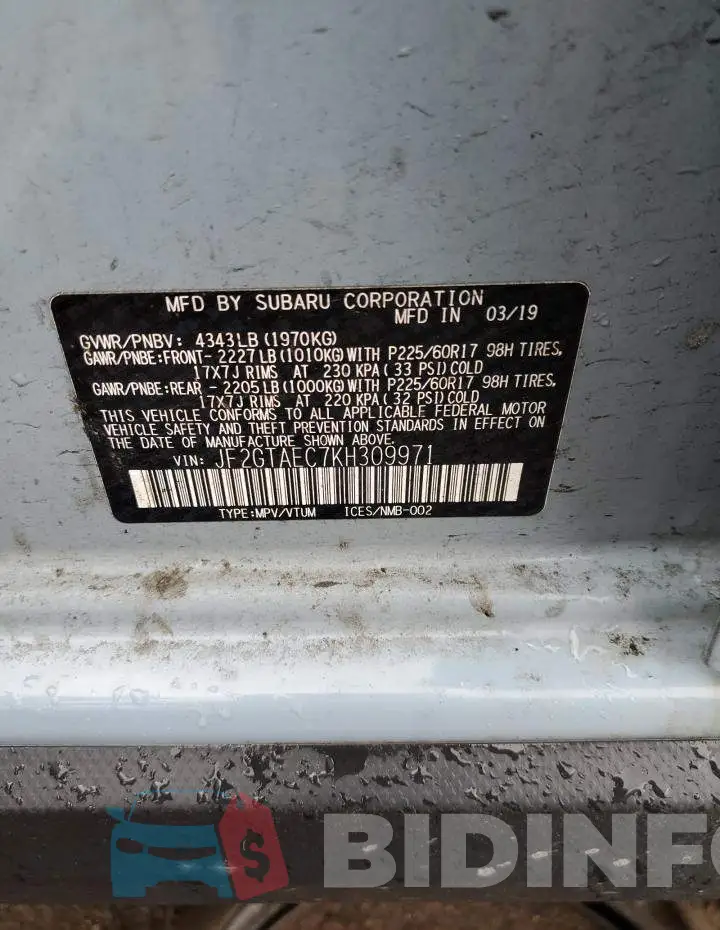 JF2GTAEC7KH309971 Photo# 12