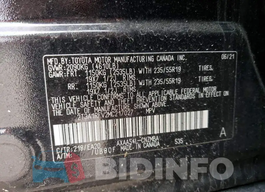 2T3A1RFV2MC217027 Photo# 14