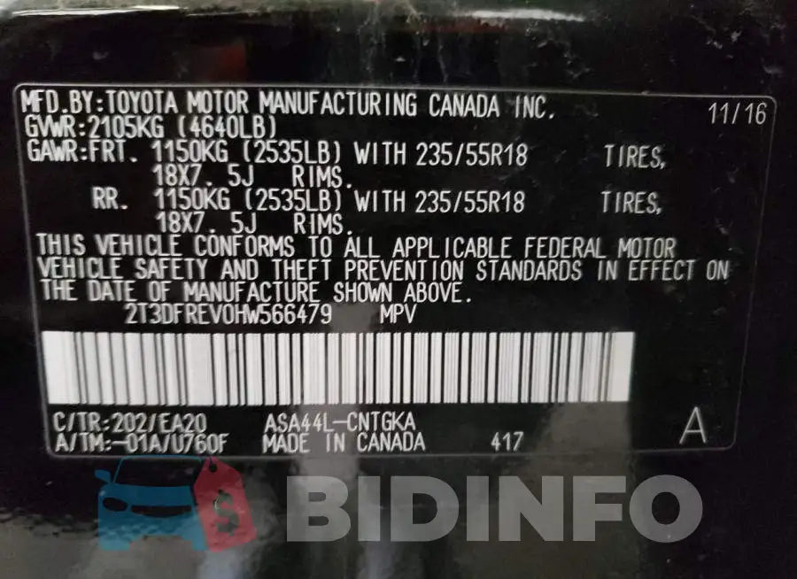 2T3DFREV0HW566479 Photo# 14