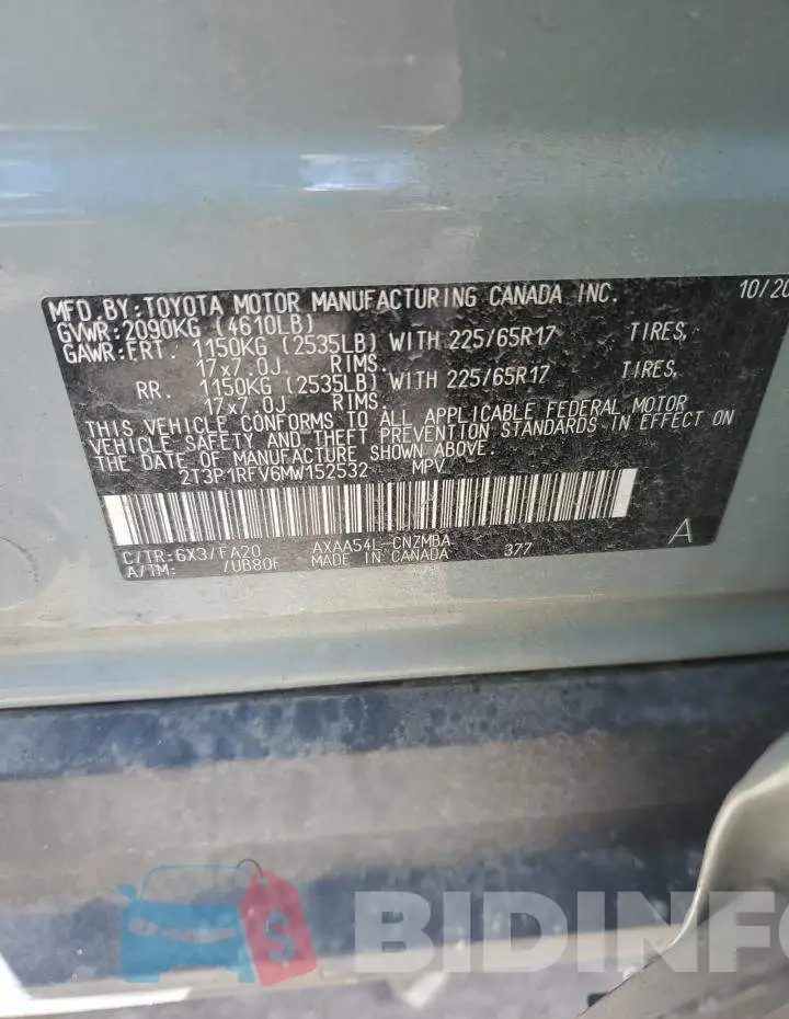 2T3P1RFV6MW152532 Photo# 13
