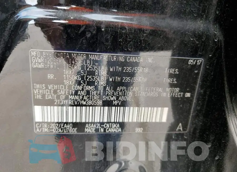 2T3YFREV7HW380598 Photo# 12