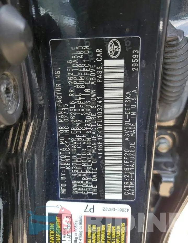 4T1BF1FK3FU103741 Photo# 12