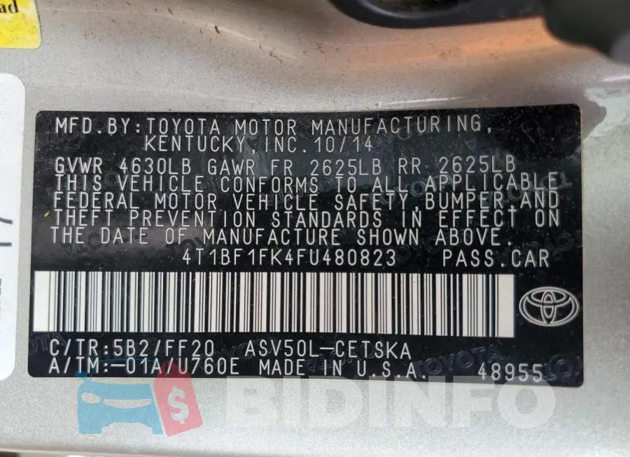 4T1BF1FK4FU480823 Photo# 12
