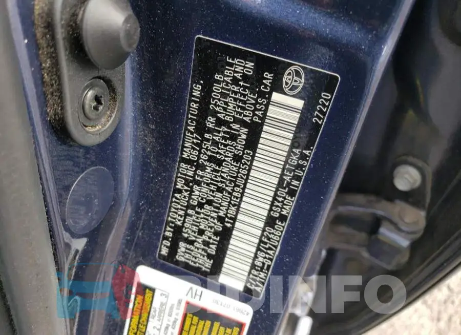 4T1BK1EB9JU265203 Photo# 12