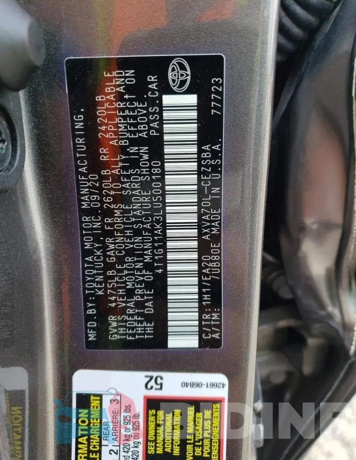 4T1G11AK3LU500180 Photo# 12