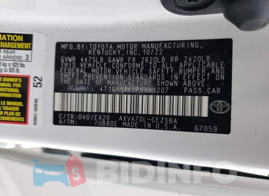 4T1G11AKXPU741207 Photo# 12