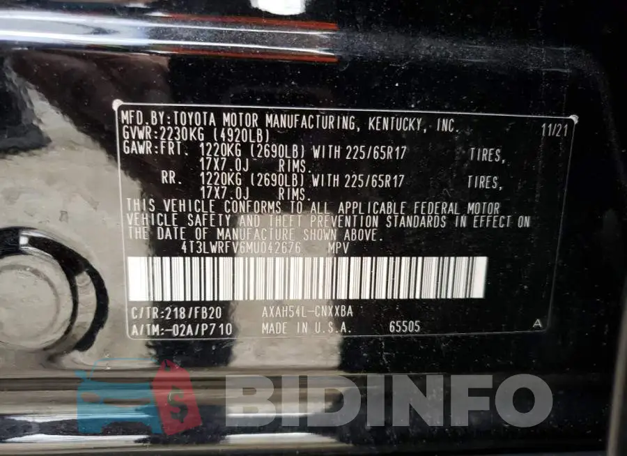 4T3LWRFV6MU042676 Photo# 13