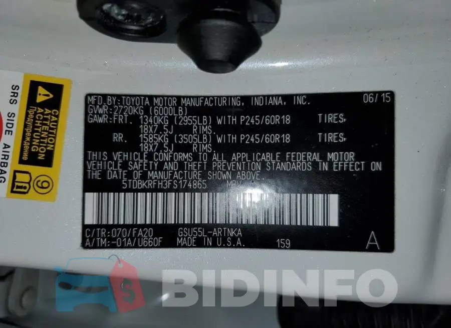 5TDBKRFH3FS174865 Photo# 14