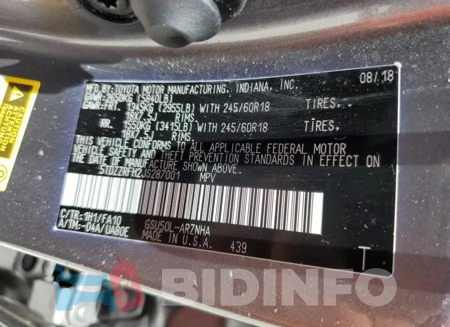 5TDZZRFH2JS287001 Photo# 14