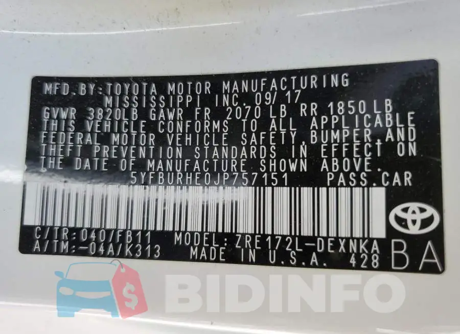 5YFBURHE0JP757151 Photo# 12