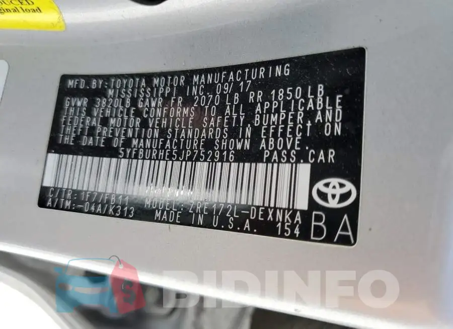 5YFBURHE5JP752916 Photo# 12