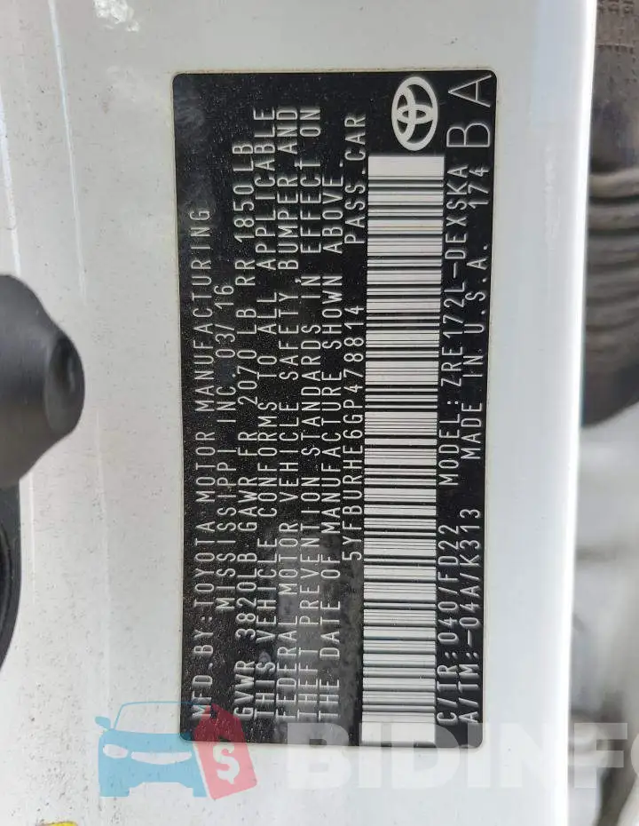 5YFBURHE6GP478814 Photo# 12