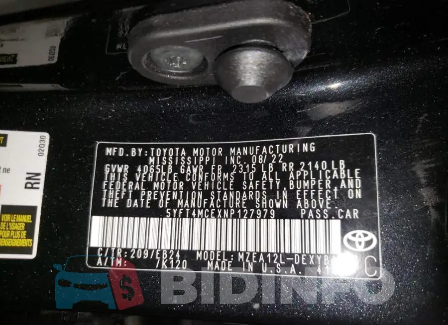 5YFT4MCEXNP127979 Photo# 12
