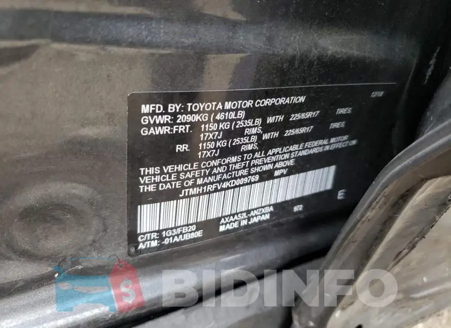JTMH1RFV4KD009769 Photo# 13