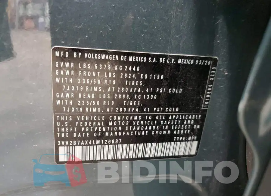 3VV2B7AX4LM126887 Photo# 13
