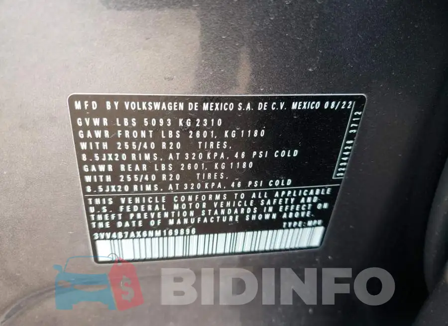 3VV4B7AX6NM169896 Photo# 14