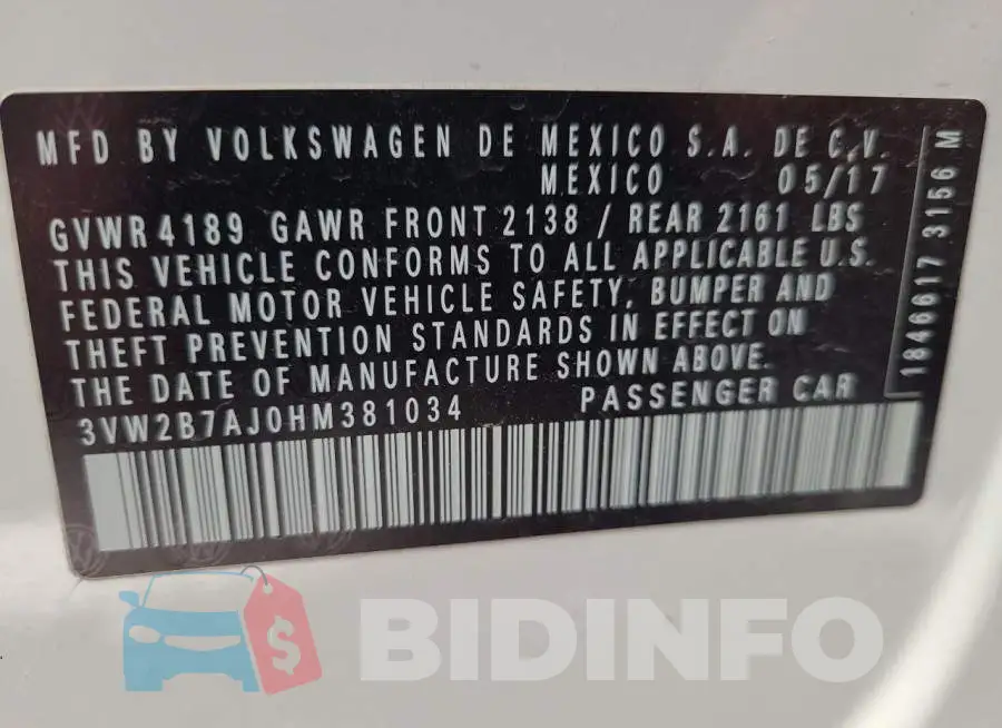 3VW2B7AJ0HM381034 Photo# 12