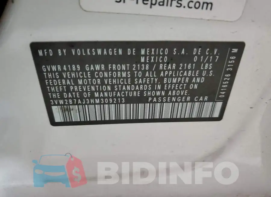3VW2B7AJ3HM309213 Photo# 12