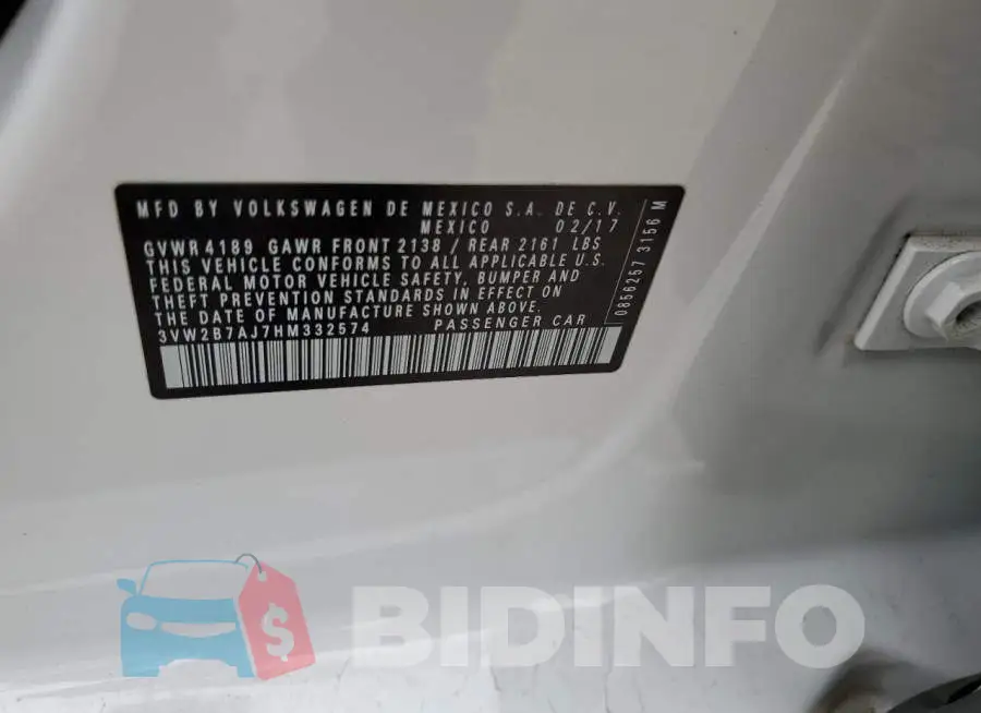 3VW2B7AJ7HM332574 Photo# 12